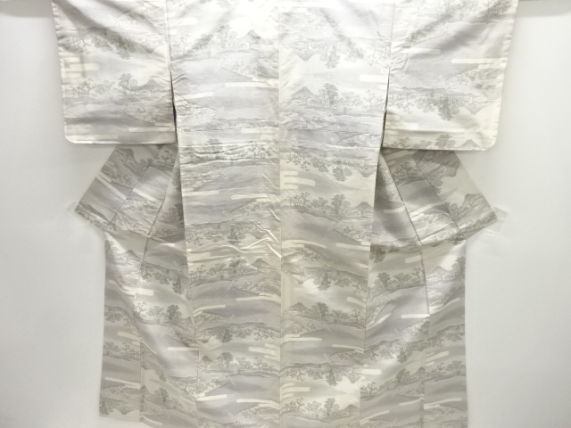 JAPANESE KIMONO / ANTIQUE KIMONO / SILK / TSUMUGI / WOVEN SCENERY